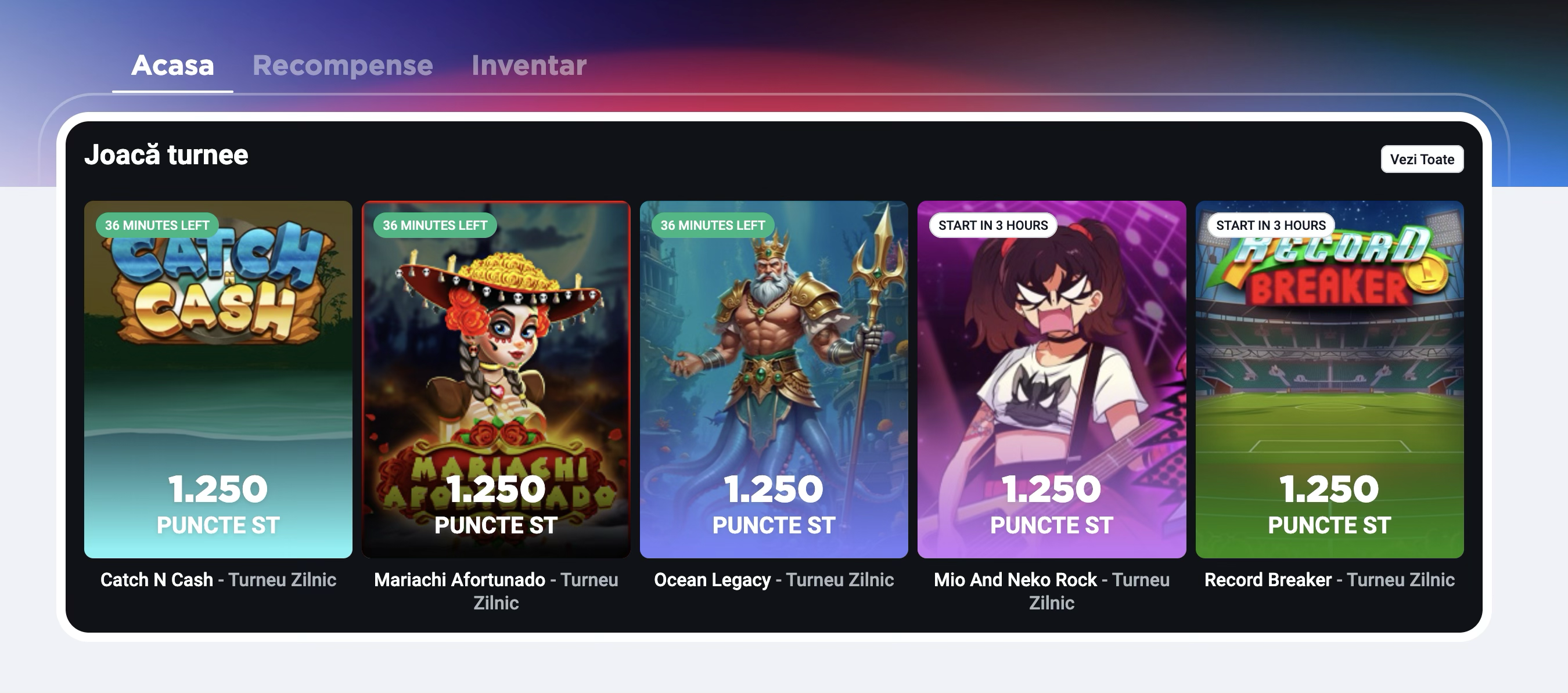 Turnee recomandate pe pagina acasa